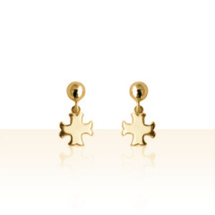 Boucles d'oreilles Plaqué Or BOULE/CROIX CATHARE PM           