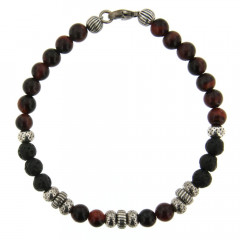 Bracelet Argent ANTIKA D6 Oeil de tigre multi 22cm