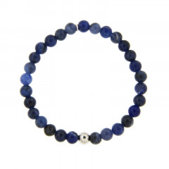 Bracelet Argent ANTIKA D6 - LASTIC-1 boules Argent - SODALITE 6mm