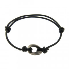 Bracelet Argent ANTIKA CUIR Maillon PM