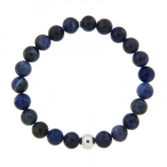 Bracelet Argent ANTIKA D8 - LASTIC-1 Boule Argent - Sodalite  8mm