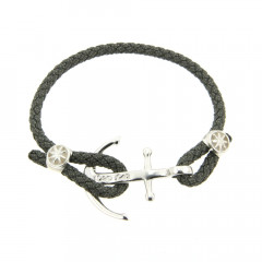 Bracelet cordon ancre DENIM gris, CAP COZ, bijou français