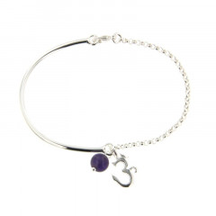 Bracelet Argent CHAKRA N°7 AUM Semi-articulé FR20  - Améthyste