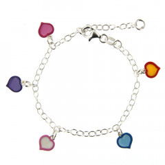 Bracelet Argent ENFANT PP 5 Coeurs multi  L: 14,5+2cm