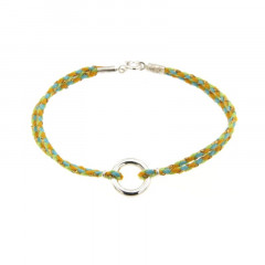 Bracelet Argent EPURE ANNEAU - Cordon Vert anis
