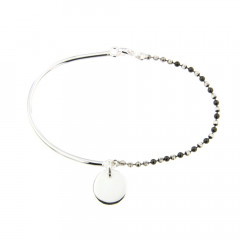 Bracelet Argent EPURE Semi-articulé FR20/Ble Bic Ruthénium - Disque D12