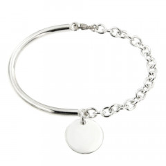 Bracelet Argent EPURE Semi-articulé FR35/Fil rond - Disque D15
