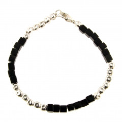 Bracelet Argent et pierres noires ONYX - MASSAÏ