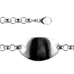 Bracelet Argent IDENTITE ROLO 60/PLAQUE OVAL LARGE