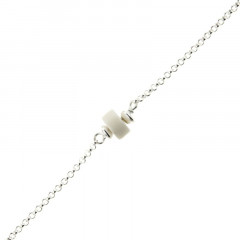 Bracelet Argent MASSAÏ/2  1 Disk Blanc 16+2.5cm