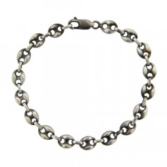 Bracelet grain de café Argent patiné 7mm