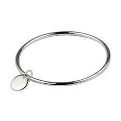 Bracelet jonc avec medaille a graver pour femme