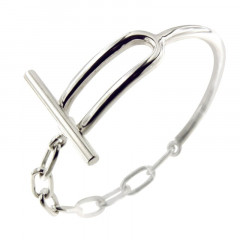 Bracelet Jonc et chaîne - Fermoir ovale barrette OTO