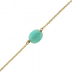 Bracelet Plaqué Or GALEA OVALE FACETTE - Amazonite - L: 16+ 3cm