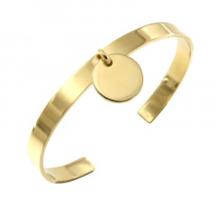 Bracelet Plaqué Or Jonc PLAK   6mm - Médaille D15