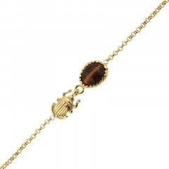 Bracelet Plaqué Or KHEOPS / Scarabée Oeil de tigre16+2,5cm