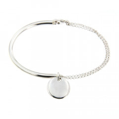 Bracelet semi-rigide medaille 15mm Argent Massif