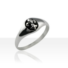 Chevalière Argent FLEUR DE LYS RELIEF PM        