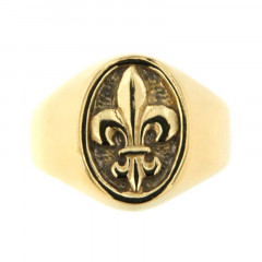 CHEVALIERE Plaqué Or FLEUR DE LYS GM