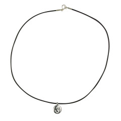 Collier Argent CUIR/MED AUM DECOUPE             