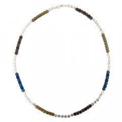 Collier Argent MASSAÏ Hématite Marine/Gold - L: 45cm - l:4mm 