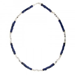 Collier Argent MASSAÏ Lapis Lazuli - L: 45cm - l:4mm 