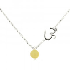 Collier Argent CHAKRA N°7 - AUM dans chaine - Pierre Naturelle