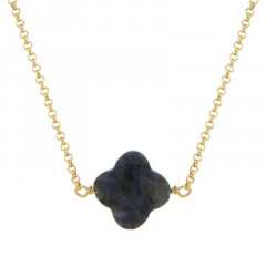 Collier Plaqué Or GALEA TREFLE - Sodalite 38+4cm