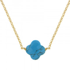 Collier Plaqué Or GALEA TREFLE - Turquoise traitée 38+4cm
