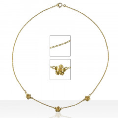Collier Plaqué Or 3 HIBISCUS PM-45CM            