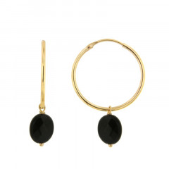 Créoles Plaqué Or OPL-GALEA OVALE FACETTE - Onyx - L: 3.7cm