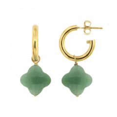 Créoles TREFLE Plaqué Or - Aventurine