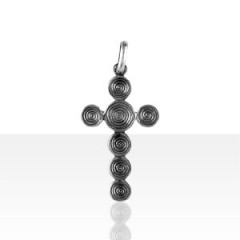 Croix Argent CELTIQUE SPIRALE DOUBLE FACE         
