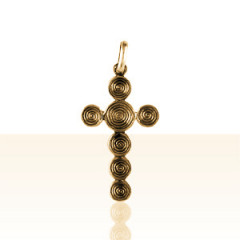 Croix Plaqué Or CELTIQUE SPIRALE DOUBLE FACE    