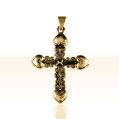 Croix Plaqué Or 4 COEURS                        