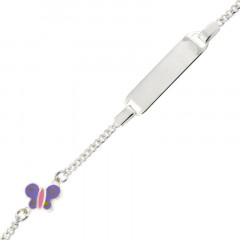 Gourmette enfant Argent Papillon parme