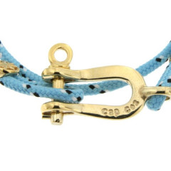Bracelet Paqué Or Manille CAP COZ double - bleu clair