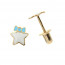 Boucle oreille ETOILE Or 9 carats - laque bleue